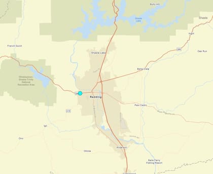 Uno de los temblores más fuertes de las últimas 24 horas en territorio continental estadounidense ocurrió cerca de Redding, California