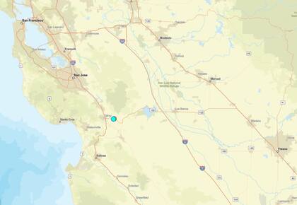 Uno de los temblores más fuertes de las últimas 24 horas en territorio continental estadounidense ocurrió cerca de Gilroy, California