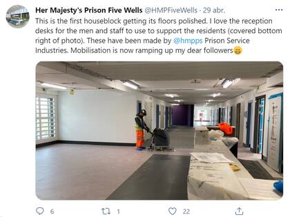 Uno de los tuits recientes que muestra los avances de la prisión