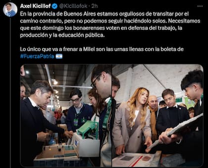 Uno de los últimos posteos del gobernador bonaerense antes de las elecciones