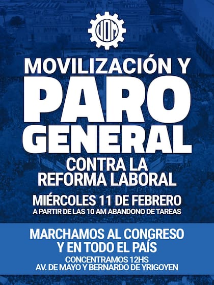UOM también para este miércoles 11 de febrero y se moviliza hacia el Congreso