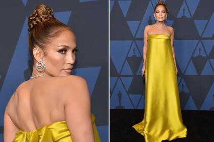 Jennifer Lopez, otra posible candidata al Oscar por su papel en Estafadoras de Wall Street que asistió a la celebración de los premios honorarios de la Academia