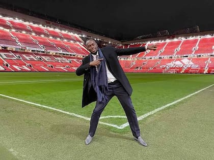 Usain Bolt, en Old Trafford; el multicampeón olímpico es fanático de Manchester United