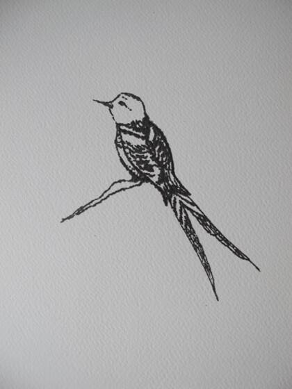 Usamos un shablón de un pajarito que ya tenía hecho, porque se tarda un montón. ¡Y quedó así!