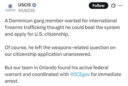 Uscis informó sobre el caso en sus redes sociales