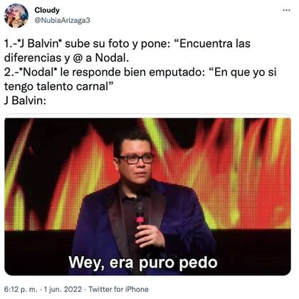 Usuarios de Twitter se burlan de la reacción de Nodal ante los comentarios de J Balvin sobre su cambio de look