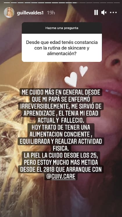 Valdes explicó que cuida más su salud desde el fallecimiento de su padre a causa de un cáncer de colon