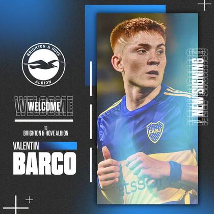 Valentín Barco, actualmente en el seleccionado sub 23 que juega el Preolímpico de Venezuela, ya fue presentado en Brighton, procedente de Boca.