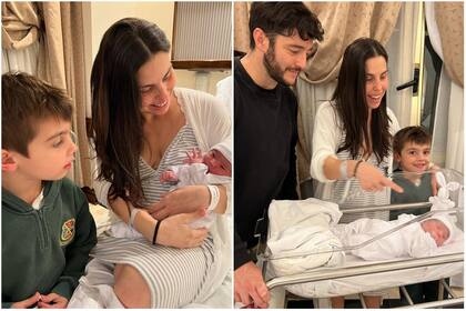 Valentín el hijo del productor y Lourdes Sánchez, conoció a su sobrina Emma (Foto: Instagram @elchatoprada)