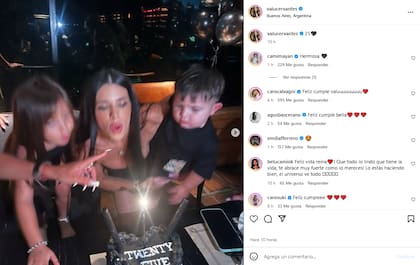 Valentina celebró su cumpleaños en Buenos Aires junto a sus hijos (Foto: Instagram @valucervantes)