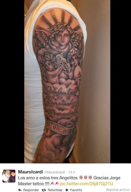 Valentino, Constantino y Benedicto en el brazo de Icardi