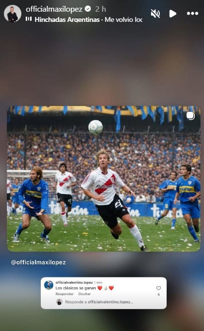 Valentino López comentó el posteo de su papá, Maxi López