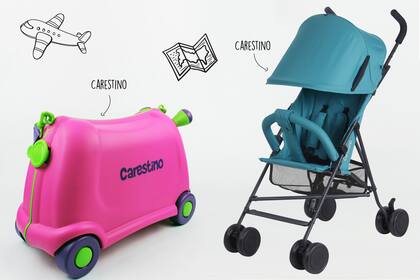 Valija pata pata $1199 de Carestino / Cochecito $1399 de Carestino