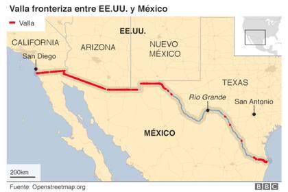 Valla fronteriza entre Estados Unidos y México