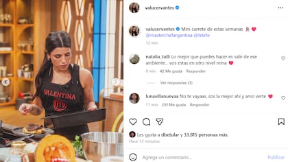 Valu Cervantes compartió fotos de su paso por MasterChef Celebrity