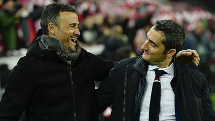 Valverde y Luis Enrique, en enero último, todo un símbolo