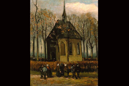 "Congregación saliendo de la iglesia reformada en Nuenen", la pintura que robó Durham