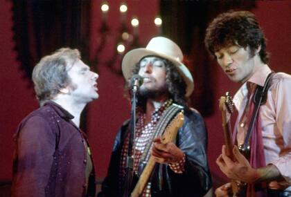 Van Morrison, Bob Dylan y Robbie Robertson, en el concierto de despedida de The Band