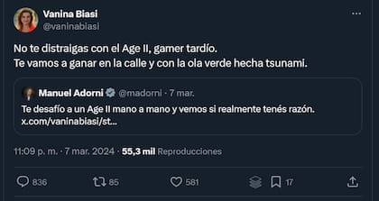 Vanina Biasi tildó a Manuel Adorni de "gamer tardío" por su desafío en el Age of Empires