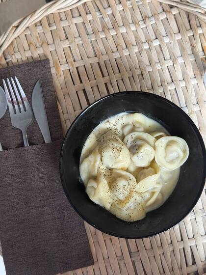 Varenikes de papa en el restaurante de Gafarov