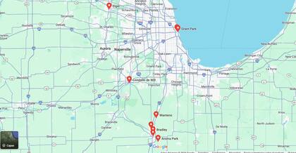Varias localidades de Illinois están afectadas por altos niveles de plomo (captura Google Maps)