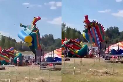 Varios pequeños estaban dentro de los castillos inflables cuando un viento fuerte los levantó por el aire