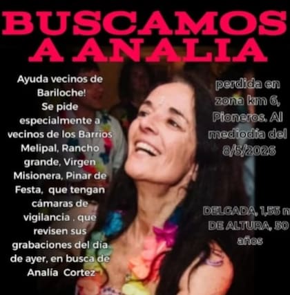 Vecinos buscan a Analía Corte, que desapareció en Bariloche