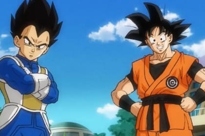 Vegeta a la izquierda y Goku a la derecha, dos de los personajes más representativos de la serie Dragon Ball