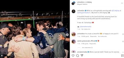 "Velada inolvidable", así calificó Celine Dion el recital que brindó Coldplay en Las Vegas