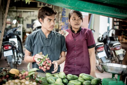 Vendedores ambulantes en Siem Reap.