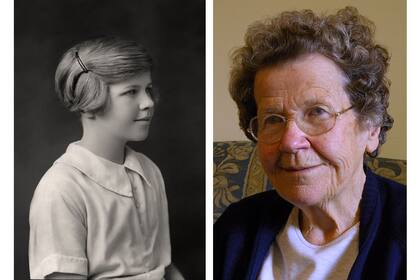 Venetia Burney en 1929, con 11 años, y en 2009, a los 89 años, poco antes de morir