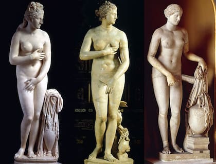 Venus Capitolina (II o III a.C.), Venus de Medici (I a.C.) y Colonna Venus