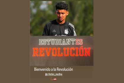 Verón le dio la bienvenida a Medina en su Instagram, aunque oficialmente Estudiantes aun no puede hacerlo