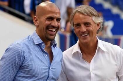Verón y Mancini se conocen desde la época en que eran futbolistas; fueron compañeros en Sampdoria y Lazio
