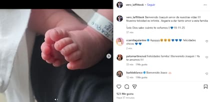 Verónica Laffitte confirmó el nacimiento de Joaquín, su primer hijo con Fernando Gago