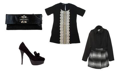 Vestido (Mal que te pese, $580) Zapatos (Foglia, $895) Sobre (Prune, $ 649) Tapado (Ossira , $1614)