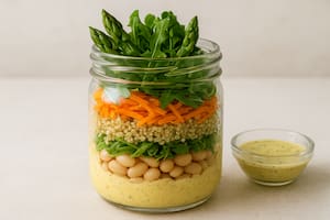 Vianda probiótica de porotos, espárragos y yogur