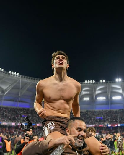 Vicente Taborda el día de la consagración con Platense del Torneo Apertura ante Huracán en Santiago del Estero