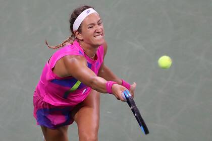 Victoria Azarenka, de Belarús, en favor de la ciencia y la vacunación contra el Covid-19.