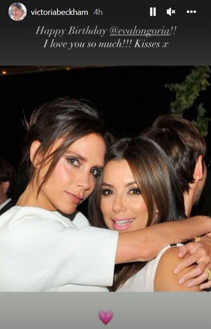 Victoria Beckham compartió otra fotografía con Eva Longoria, y allí le expresó todos los buenos deseos