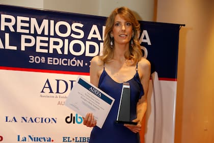 Victoria Pérez Zabala obtuvo tres veces el premio ADEPA por sus artículos en LA NACION; en la foto, en 2019, en la categoría Ecología y Medio Ambiente
