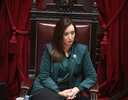 Victoria Villarruel durante el debate en el Senado de la Nación