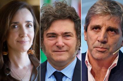 Victoria Villarruel, Javier Milei y Luis Caputo