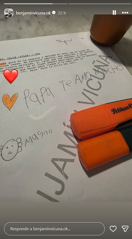 Vicuña compartió el tierno dibujo que Magnolia le dedicó (Foto: Captura Instagram/@benjaminvicuna.ok)