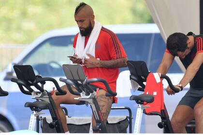 Vidal, en su último entrenamiento en Bayern Munich
