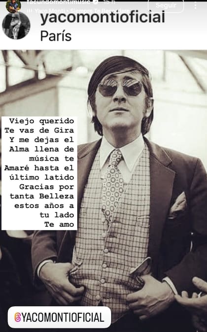 “Viejo querido, te vas de gira y me dejás el alma llena de música”, expresó Facundo en Instagram