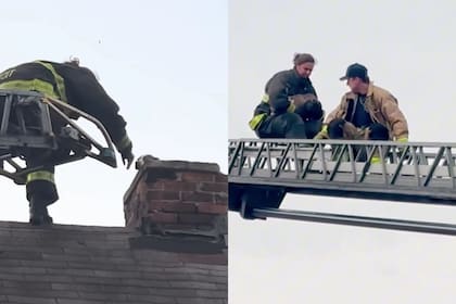 Vieron una cabecita asomar por la chimenea y al descubrir lo que pasaba llamaron a los bomberos