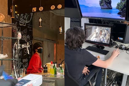 Vincent, el hijo de Connie Ansaldi, desempeñándose en sus trabajos