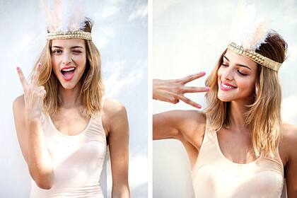 Vincha de tachas y plumas realizada exclusivamente para OHLALÁ! por Nina Polverino