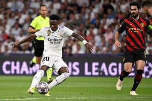 Vinicius puso el cañón para Real Madrid y Haaland se paseó como una sombra por el Bernabéu